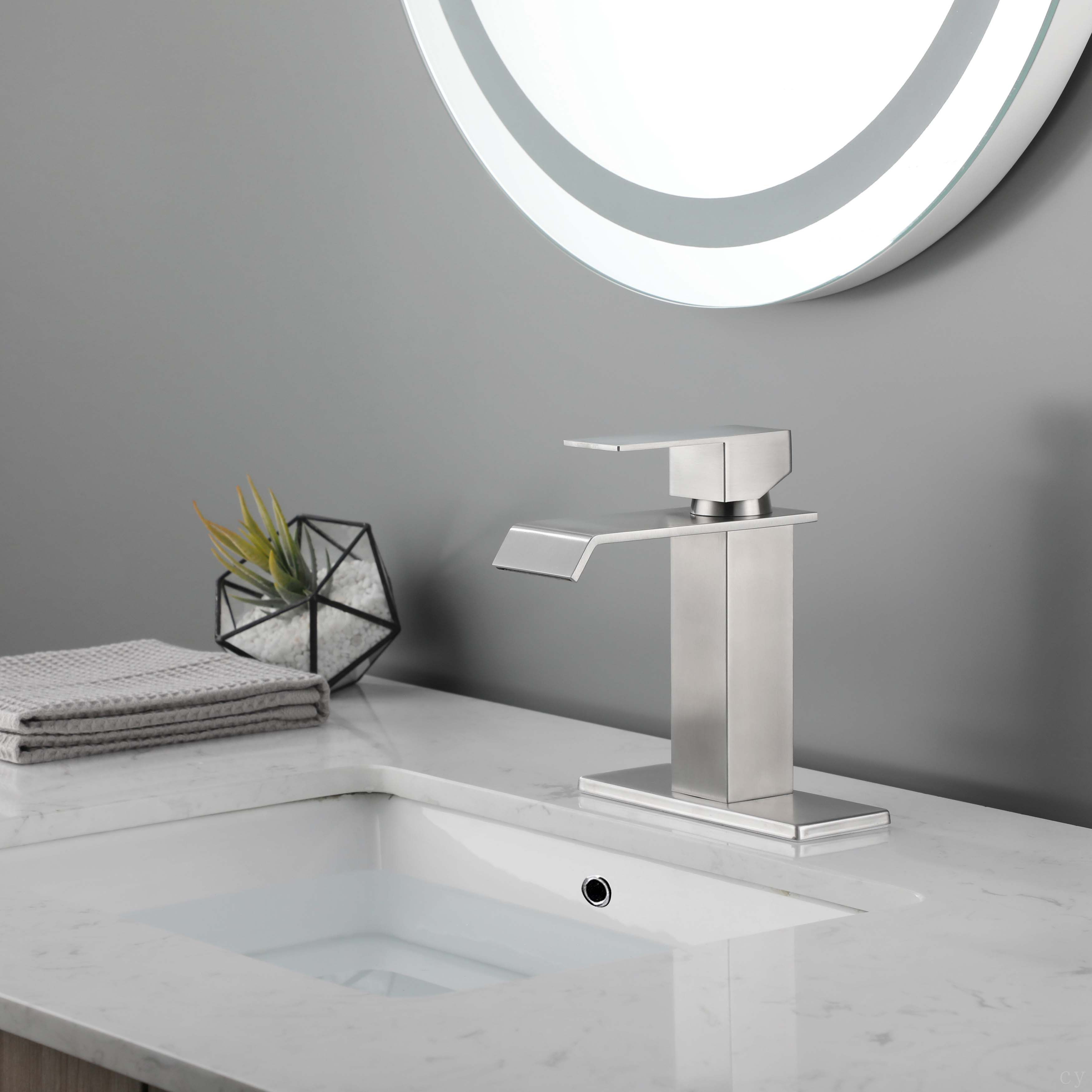 Yuandeguan Waterfall Spout Bathroom Sink Single Handle Faucet With Pop ...