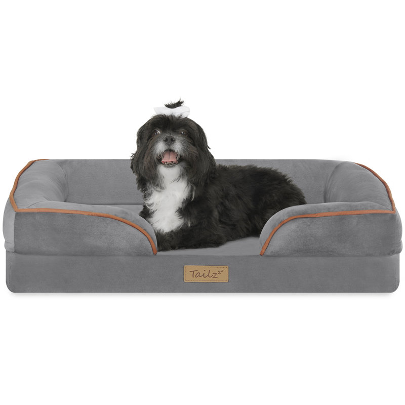 Slate Orange Medium Orthopedic Outdoor Pet Mattress with Bumper