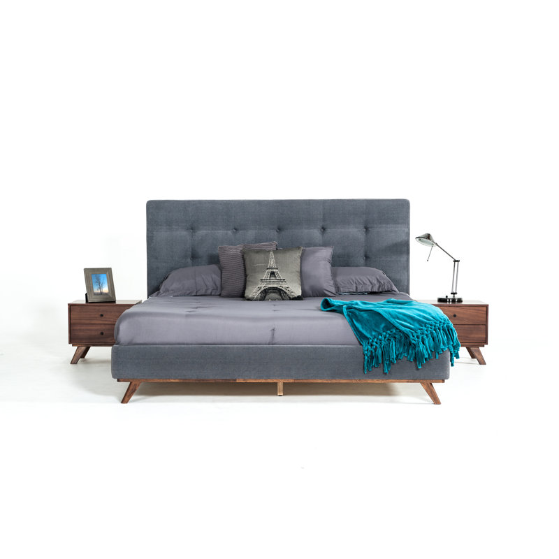 Arretta Upholstered Platform Bed, King, Gray