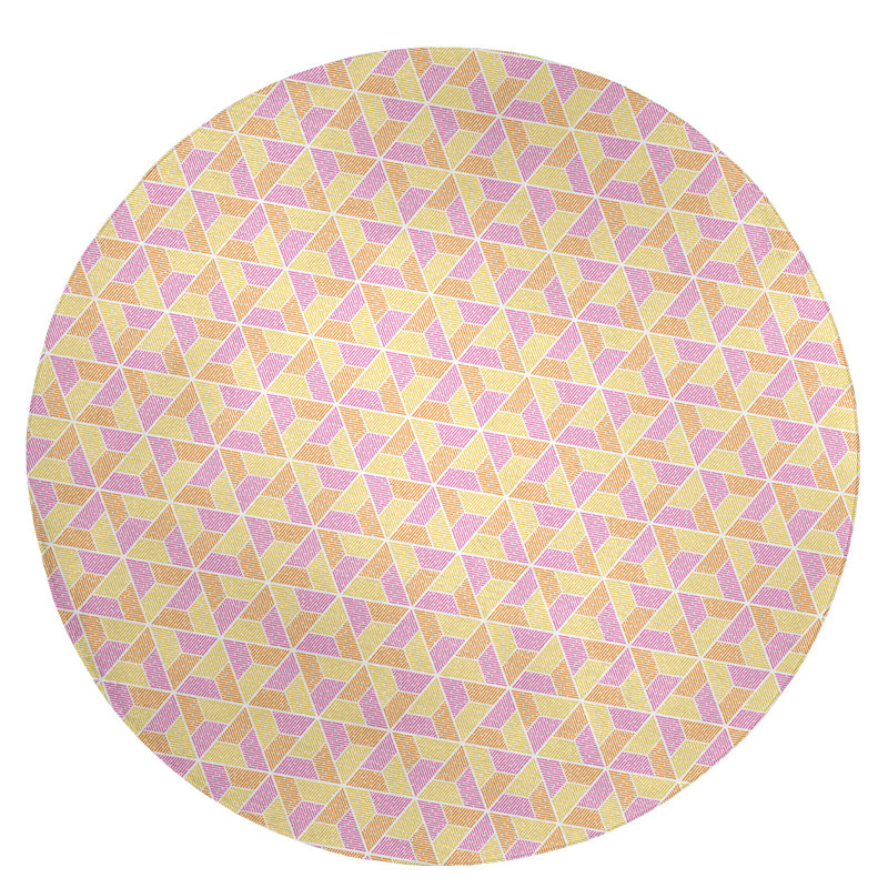 Tapis de saumon clair/jaune trapézoïdals, Rond 5 pi