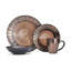 Ensemble de vaisselle en grès, assiettes à dîner, assiettes à salade, bols et tasses à soupe, va au lave-vaisselle et au micro-ondes, 16 pièces, service pour 4 (multicolore)