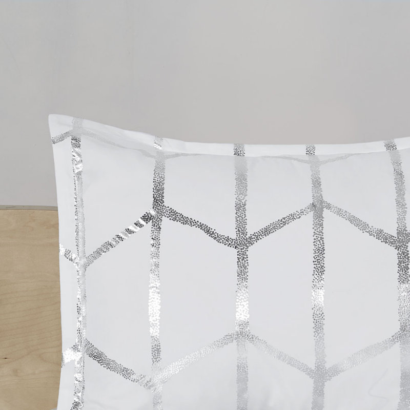Ensembles de literie argent moderne blanc, édredon en polyester avec coussins pour la maison