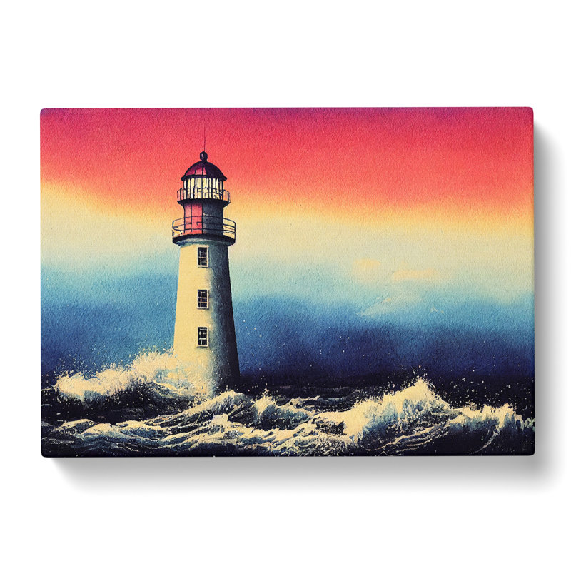 Lighthouse Watercolour Vol.4 - Wrapped Canvas, 35cm H x 50cm W x 3cm D