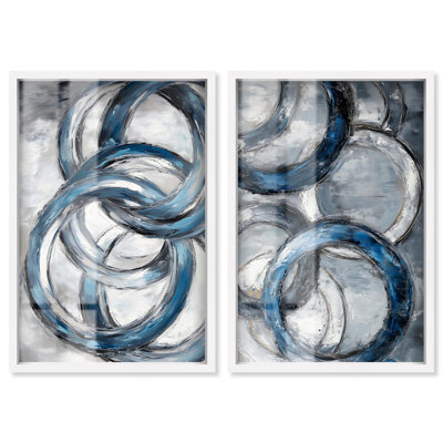 «Iridescent Orbit Duo Shadowbox», art mural de salon par Art Remedy, cadre blanc, 10 x 15