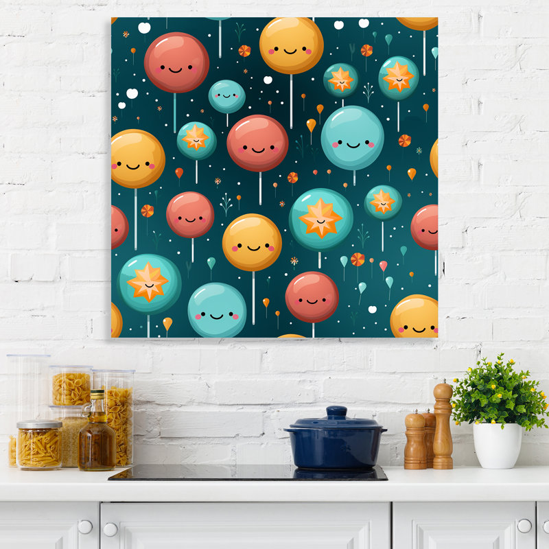 «Lollipop Dream Pattern II - Food Donuts», art mural, H 16 po x l 16 po x P 1 po