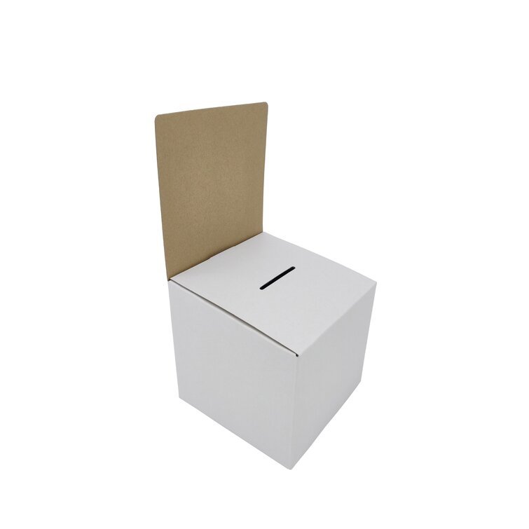 The Party Aisle™ 10Pk White Small Mini Raffle Ticket Cardboard Box 6 x 6 x  12 Tip Box Donations Coin Drop