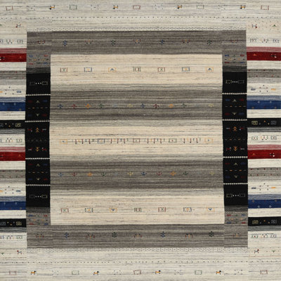 Tapis gris/zone noire contemporaine Fernville