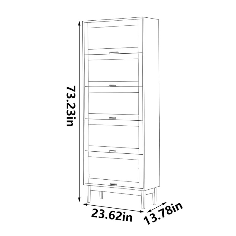 Lyncolle, (5 tablettes) H 73,23 po x l 23,62 po x P 13,78 po, Marron foncé