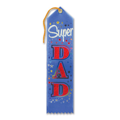 Super Dad Award Ribbon - 2" x 8" - Pack of 6