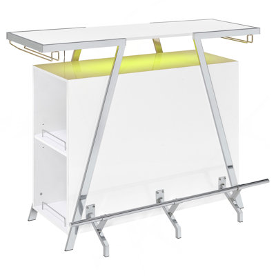 Katia White High Gloss Wine Cabinet With LED