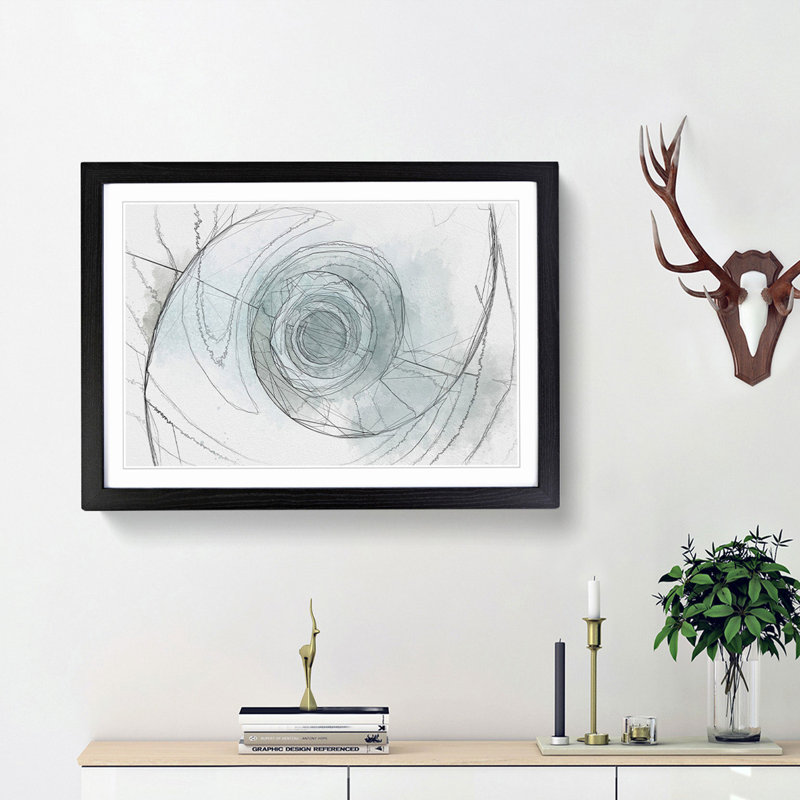 Architecture Sketch Vol.35 in Abstract - Picture Frame Graphic Art Print, 48cm H x 65cm W x 2cm D, Black Framed