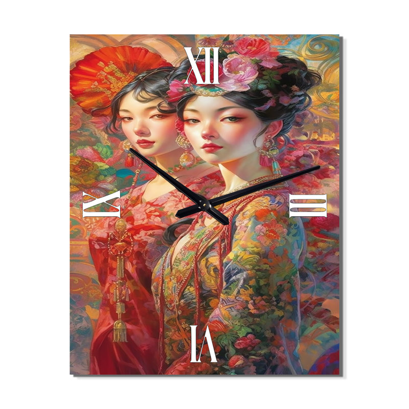 Célébration de la beauté florale orientale du printemps - Horloges murales asiatiques, Très grand