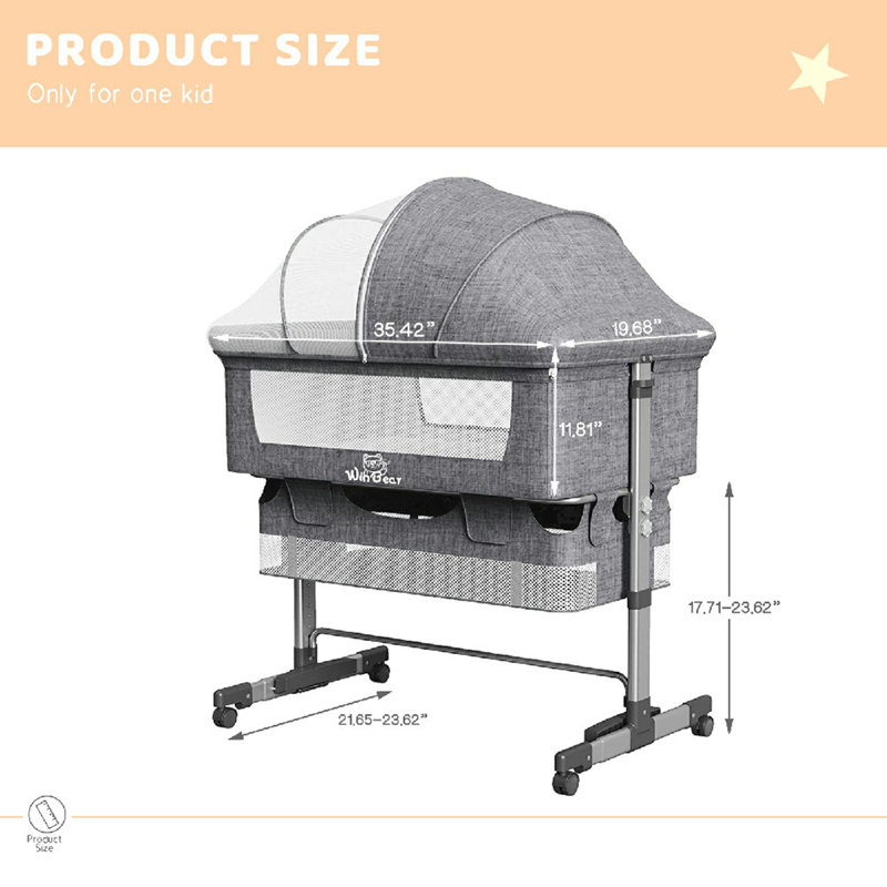 Lit de bébé pliable, Gris