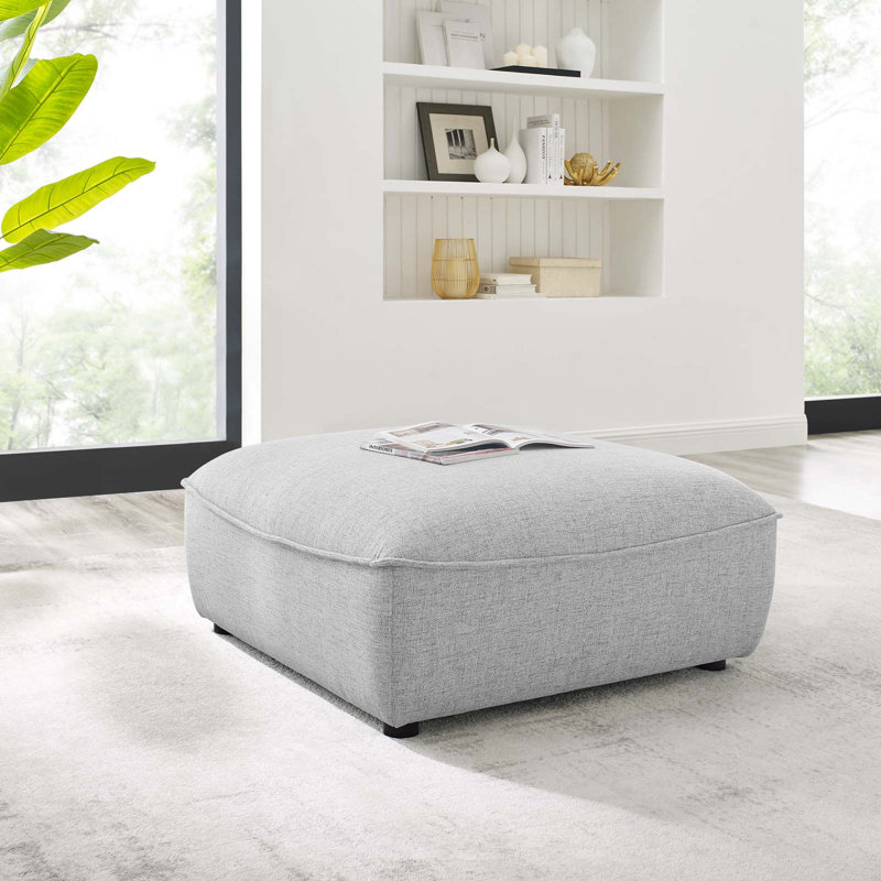 Modway Comprise Sectional Sofa Ottoman, Light Grey Velvet, Light Gray Polyester