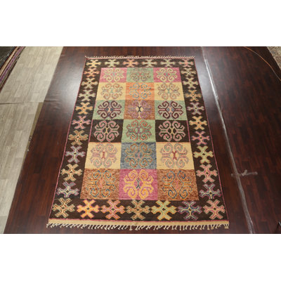 Tapis multicolore noué à la main 8 pi 9 po x 12 pi 9 po One-of-a-Kind
