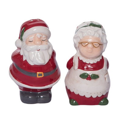 Transpac 3.75 in. Holiday Kissing Kringles Salt and Pepper Shaker Set of 2