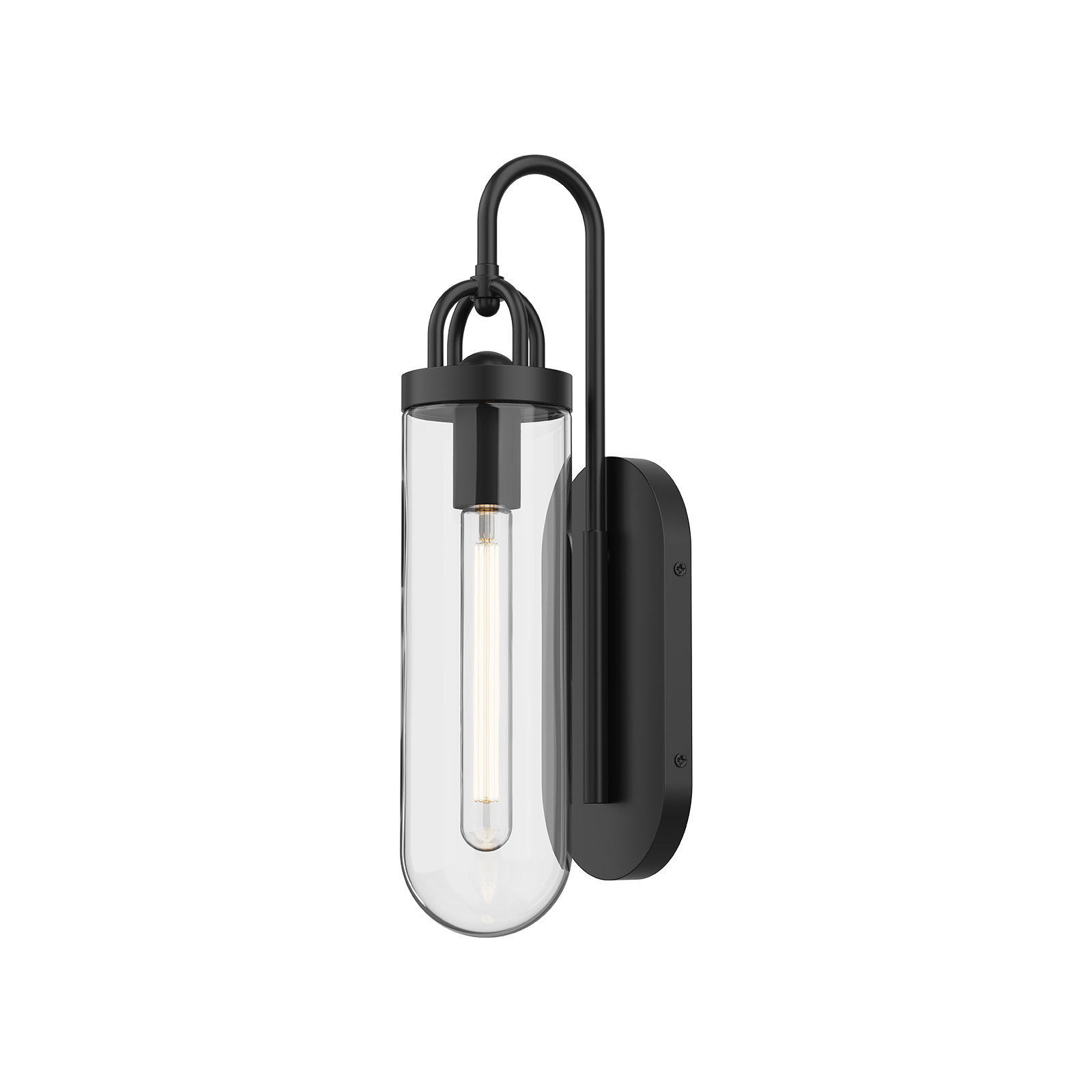 Santi Single Light Cylinder Outdoor Wall Light, Matte Black