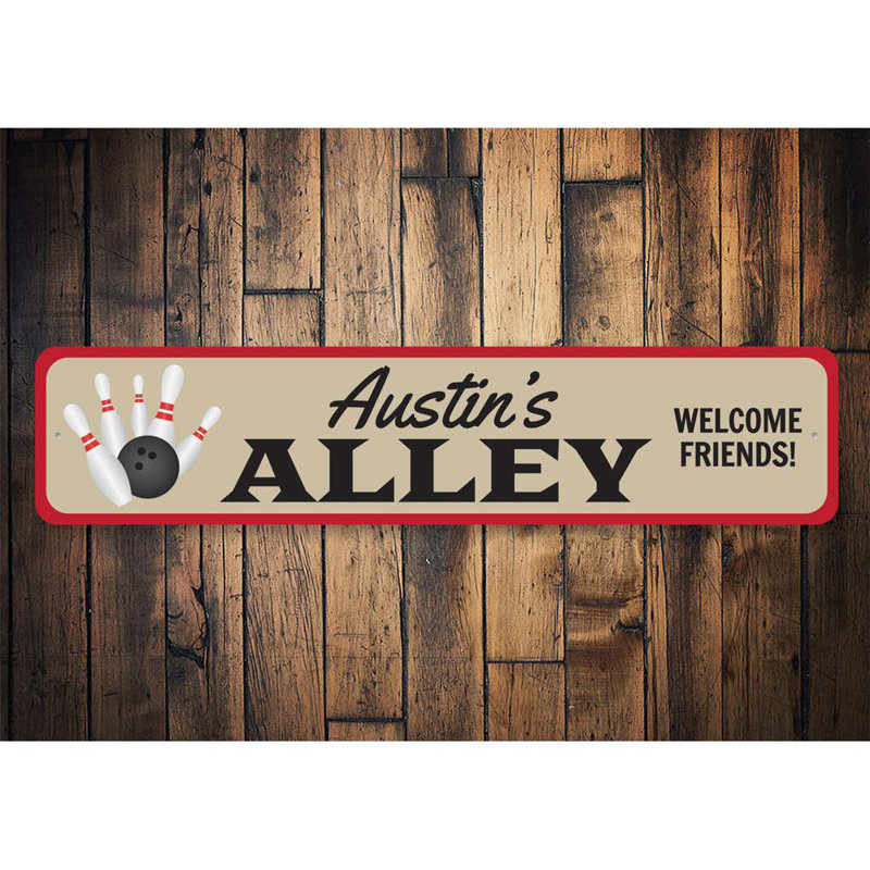Plaque en aluminium personnalisée Bowling Alley, H 4 po x l 18 po x P 0,04 po, Oui