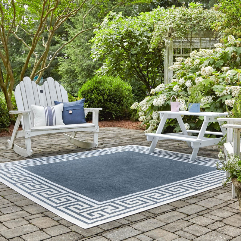 Outdoor Ayton Area Rug Navy Color, Square 7'10"