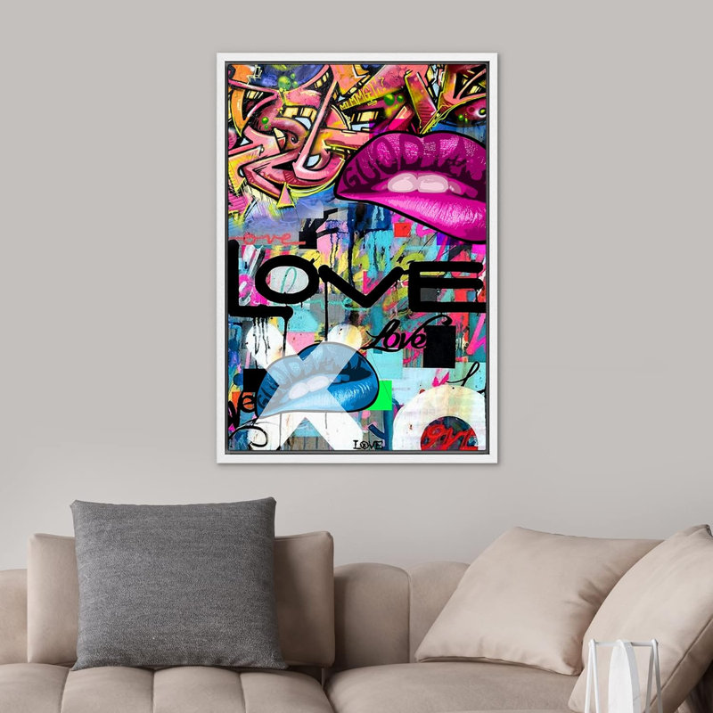 Multicolore abstrait, abstrait et rouge à lèvres, graffiti et art populaire célèbre pop art urbain moderne