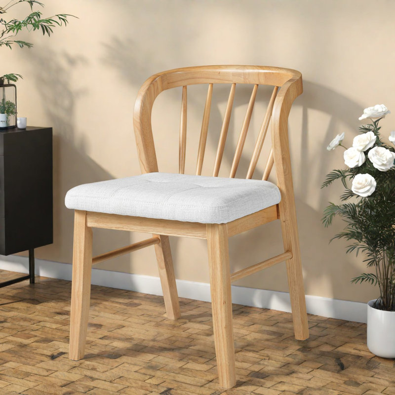 Ensemble de 2 chaises de salle à manger modernes en bois d'hévéa pour petite cuisine