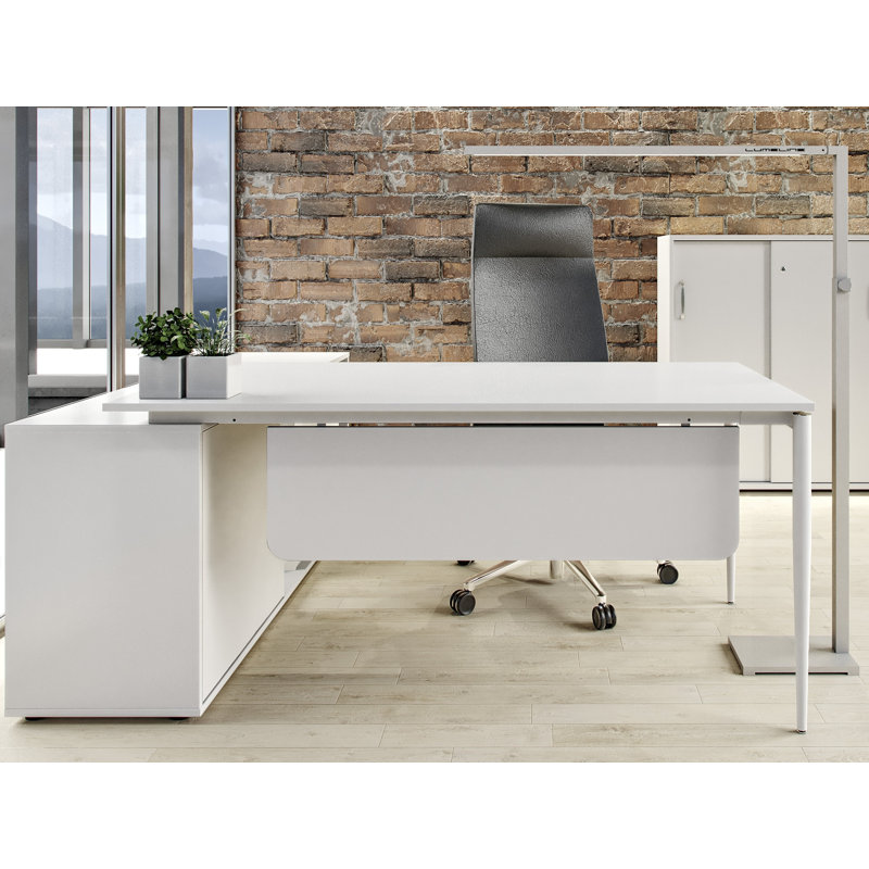 Favors Metal Base Computer Desk, White/White