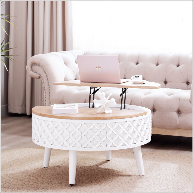 Table basse ronde avec rangement