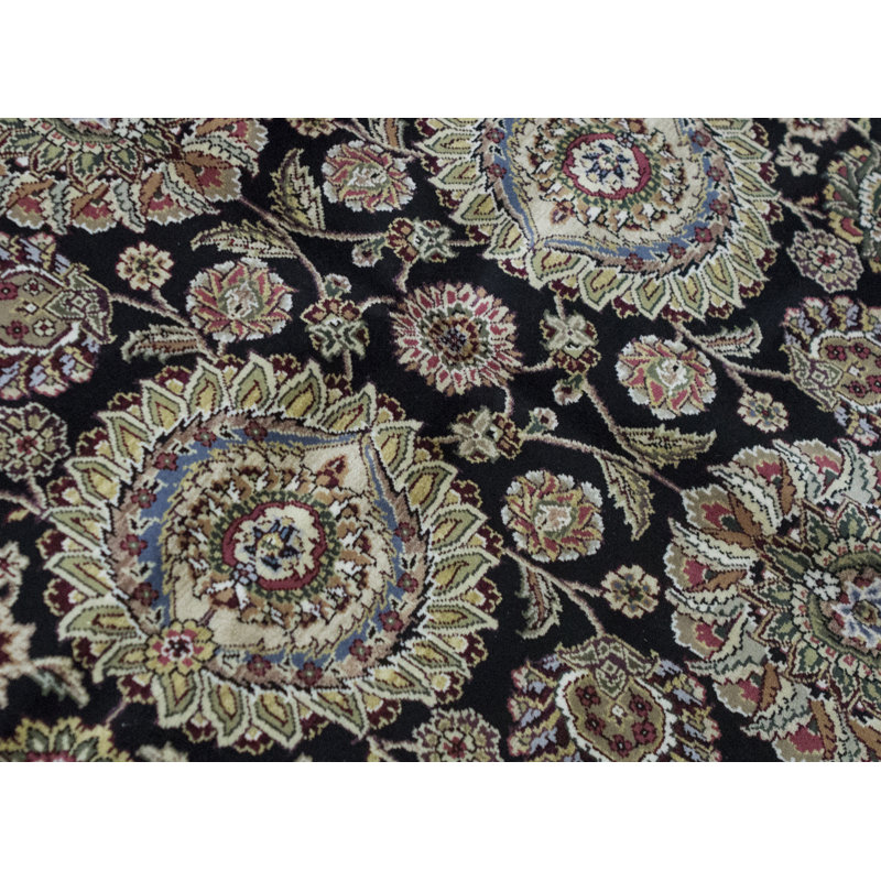 Hand-Knotted High-Quality Black and Black Area Rug