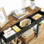 Console rustique brune avec trois tiroirs et tablette inférieure en métal-1347046691