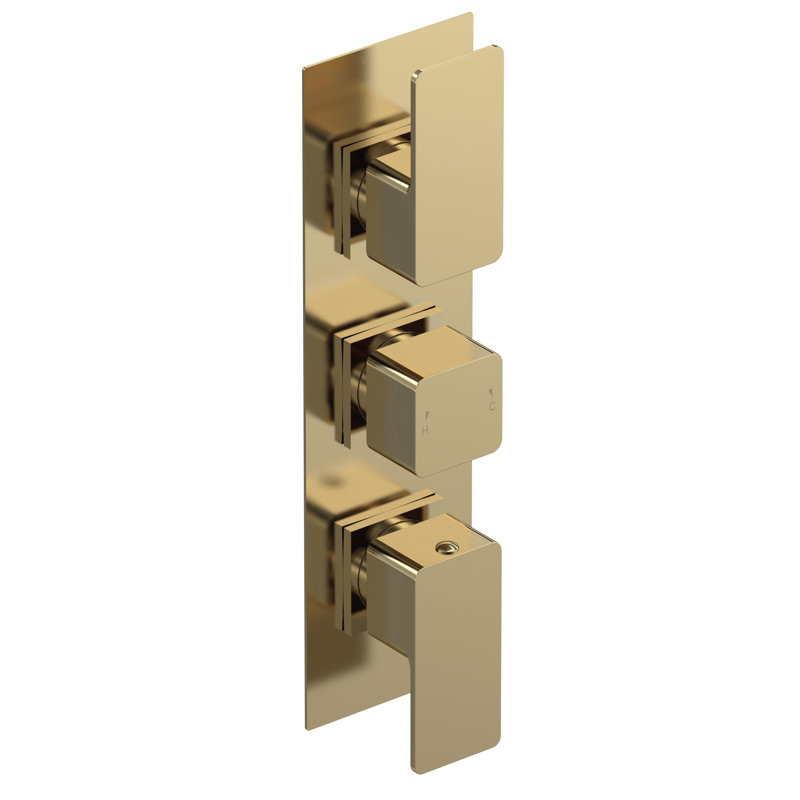 Triple Concealed Diverter Shower Valve, Brushed Brass