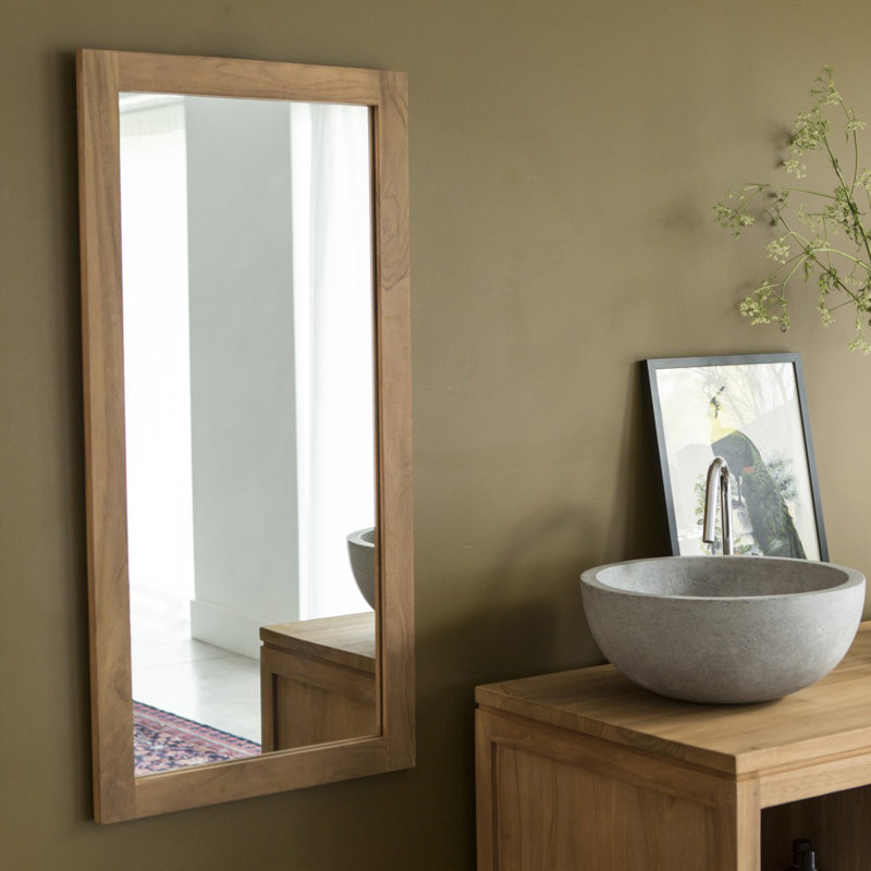 Bahya Rectangle Solid Wood Mirror, 39.37" x 19.69"