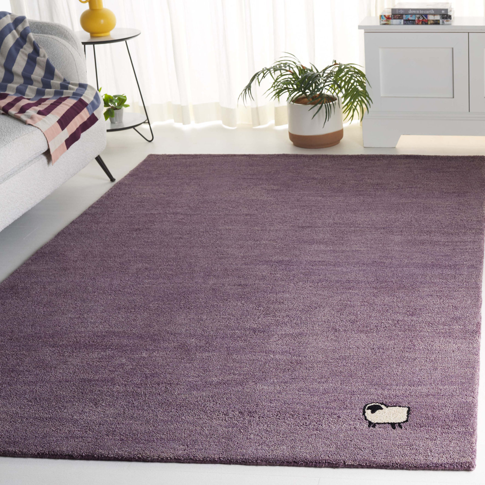 Roxy Purple Hand-Woven Wool Rug, Rectangle 6' x 9'