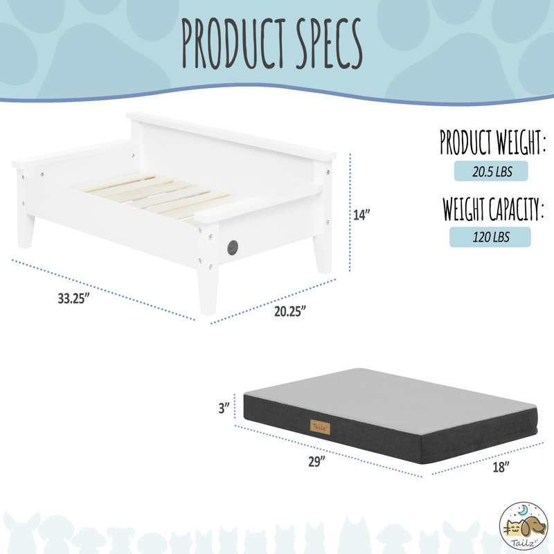  Pet Bed with Elevated Design, Small (20.25" W x 33.25" D x 14" H)