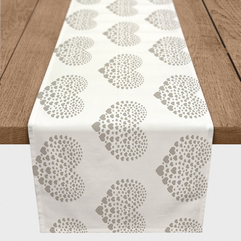 Ferrier Heart Table Runner, 72" L x 16" W, Khaki