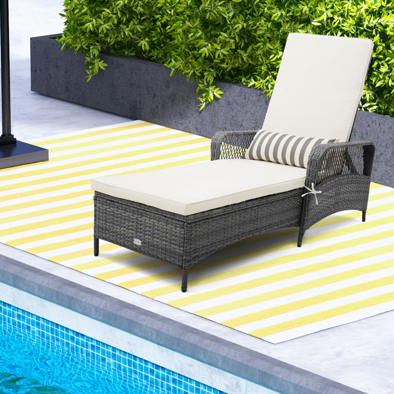 Chaise longue simple inclinable avec coussins 79 po Amelius, 2