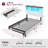 Farmhouse Twin Bed Frame with Storage, High Headboard with Charging Station and LED Light, Noise Free, Easy Assembly-357937384