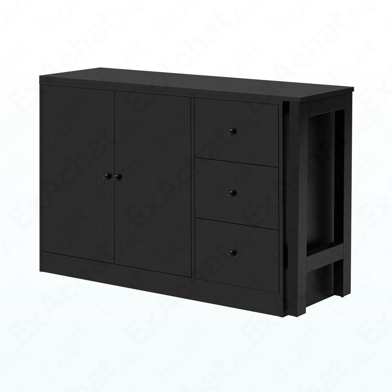 Table de bout extensible en bois 89,7 po - 2 portes 3 tiroirs de rangement pour la maison multi-scène