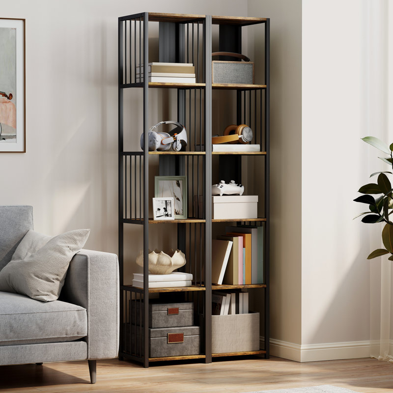 165cm H x 33.5cm W Steel Standard Bookcase, Brown