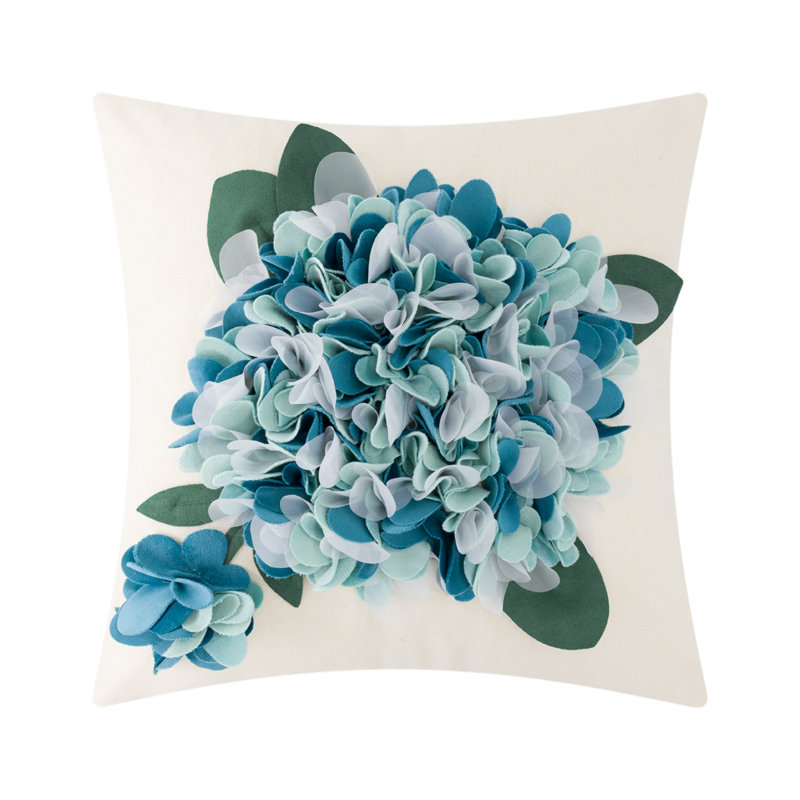  Housse de coussin en toile appliquée, Bleu / blanc