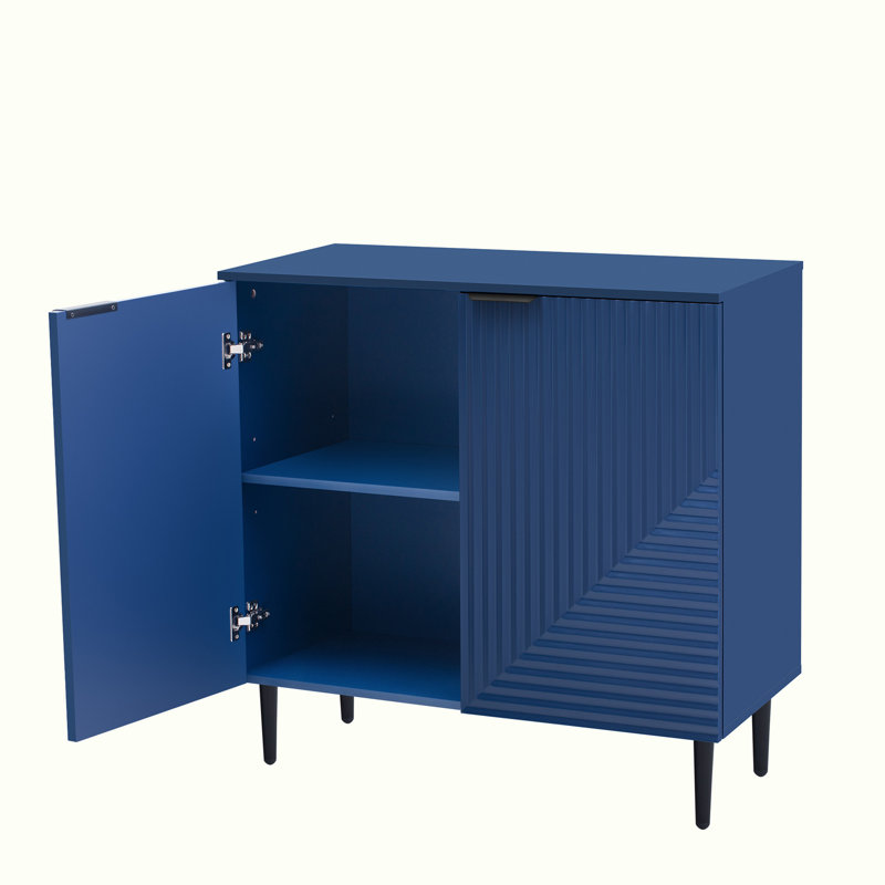 35"L  Console Table with Adjustable Shelves, Navy Blue