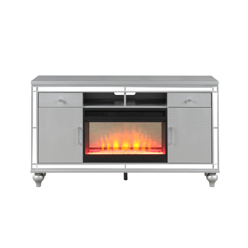 Emilius 59.57'' W Electric Fireplace, Silver