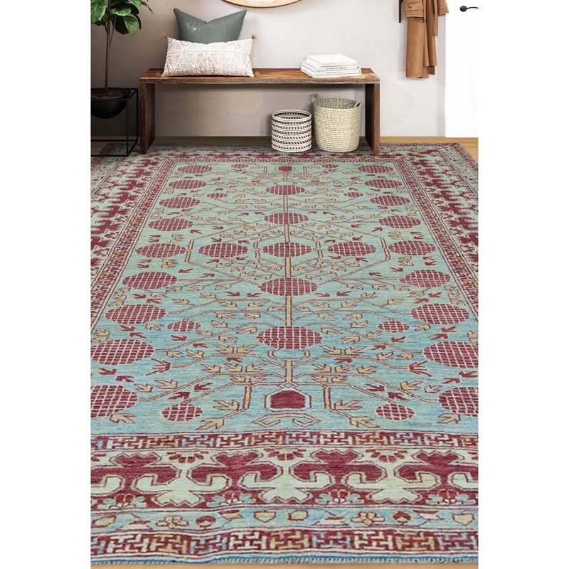 Kotanabad Wool Oriental Area Rug in Blue/Red/Beige