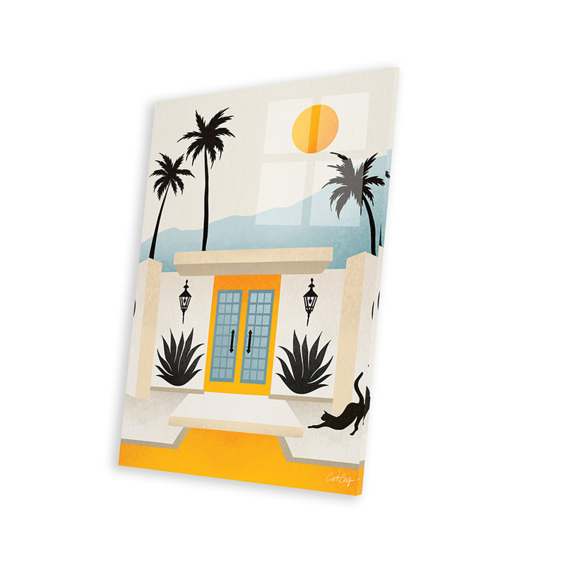 Palm Springs Home jaune et bleu par Cat Coquillette - impression non encadrée, H 32 po x l 24 po x P 0,25 po