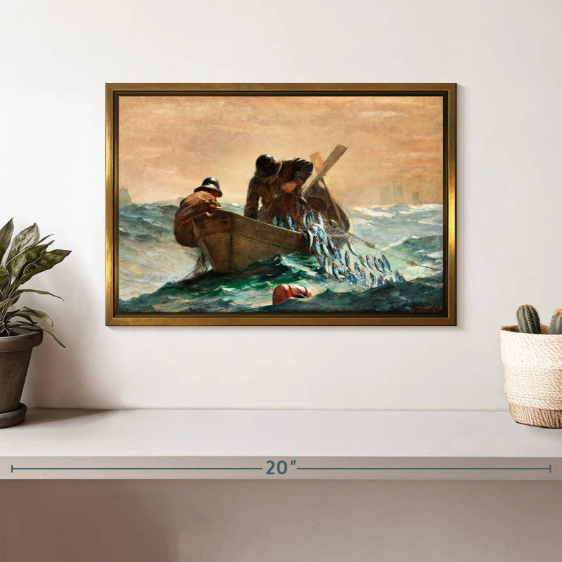 Le filet de hareng, Cadre flottant doré, 13 po x 9 po