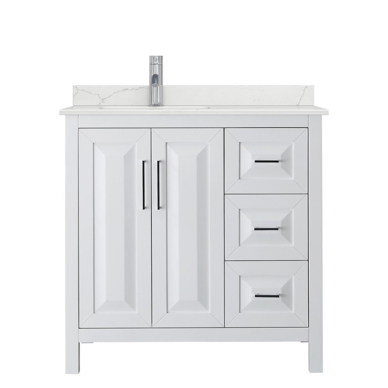 Daria 36'' W Vanity, Giotto Quartz, White, Polished Chrome