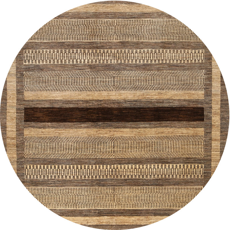 Tapis contemporain gris, Rond 5 pi