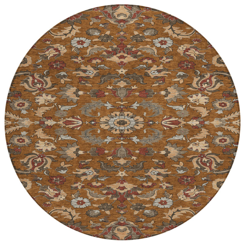 Machine Washable Indoor/Outdoor Chantille ACN2473 Global Rug, Paprika, 8' Round