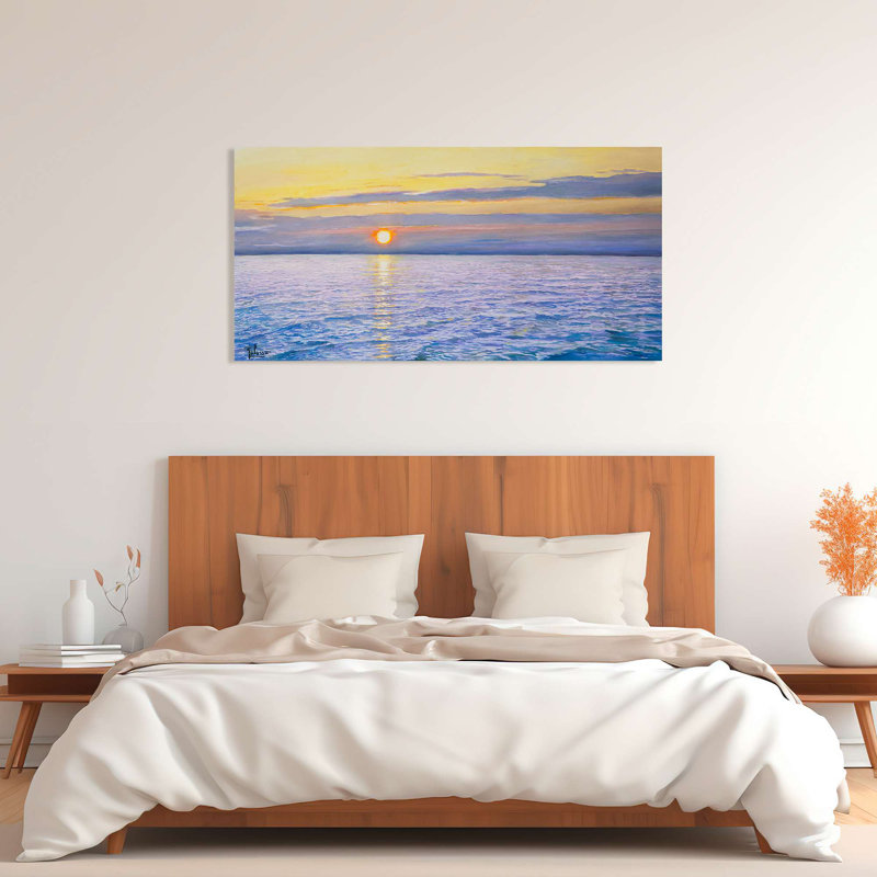 2AD7024 Landscape Painting: Morning By The Sea by Adriano Galasso - Wrapped Canvas Print, 50cm H x 100cm W