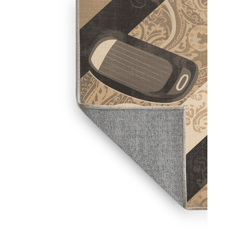 Machine Washable Takengon Golf Club Ball Classic Oriental Rug in Gray – Beige Binding, 2x3
