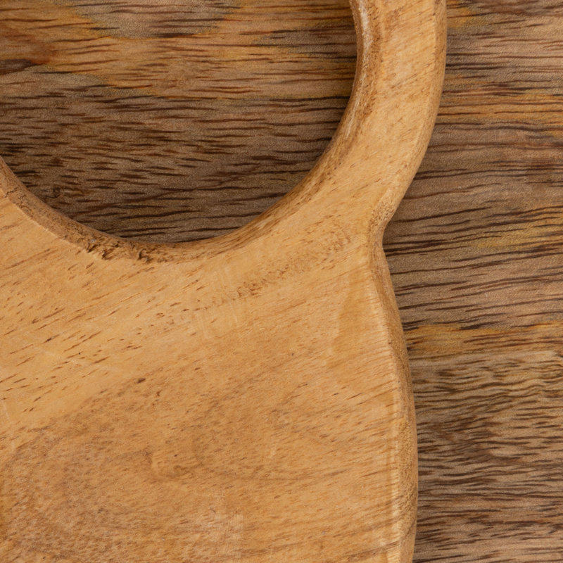 3 planches à découper rondes en bois de manguier de différentes tailles avec support